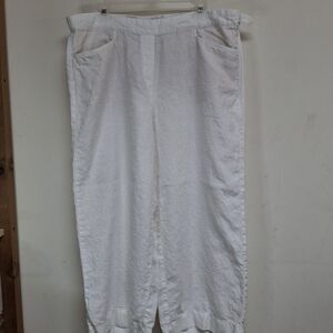 J. Jill Love Linen Wide Leg Cropped Pants XL Tall White Linen Coastal Casual